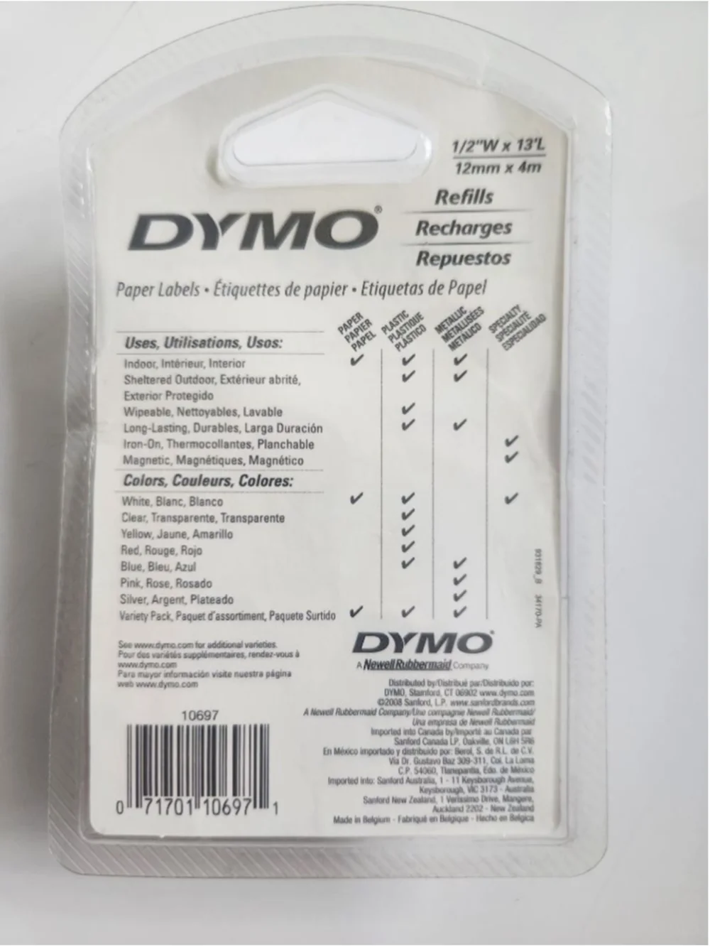 DYMO 2 Pack White Paper Labels, 1.5